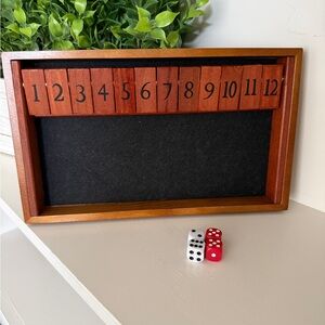 GlobalDream Natural Brown “Shut The Box” Dice Game, Wooden Board Table Math Game